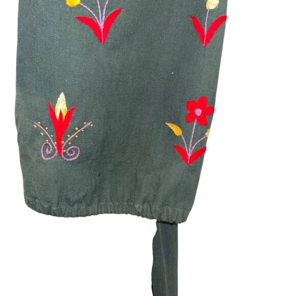 Vintage Ecuadorian Forest Green Embroidered Wedding tunic dress M - Picture 8 of 10